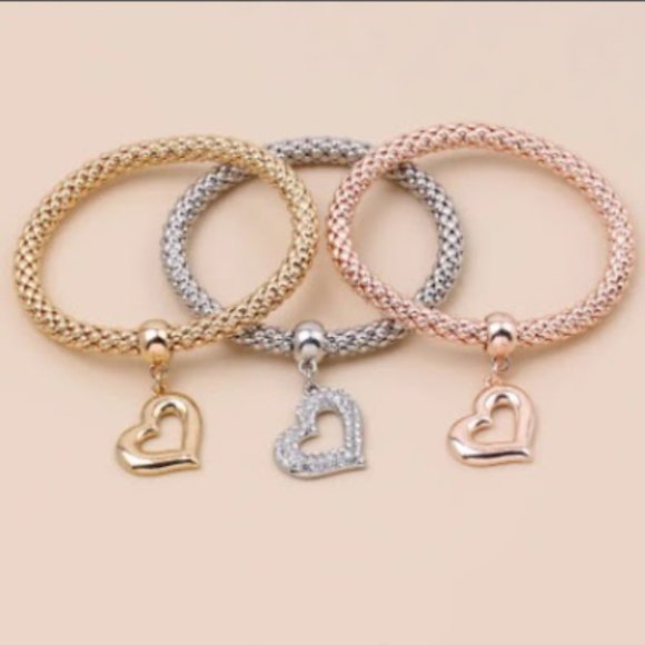 3 Piece Series Woven Bracelets, Popcorn Chain Stackable Elastic Bracelets - Picture 1 of 4